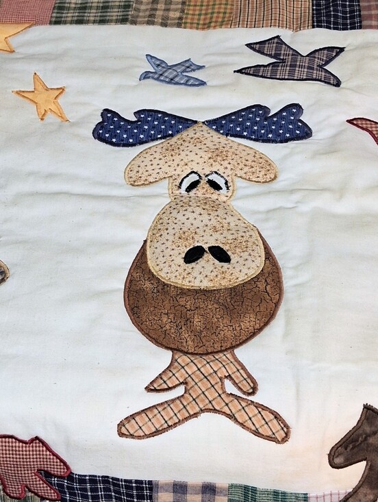 Other - Whimsical Moose 26" X 26" Gingham Patchwork Animal and Fall Colors Wall Covering